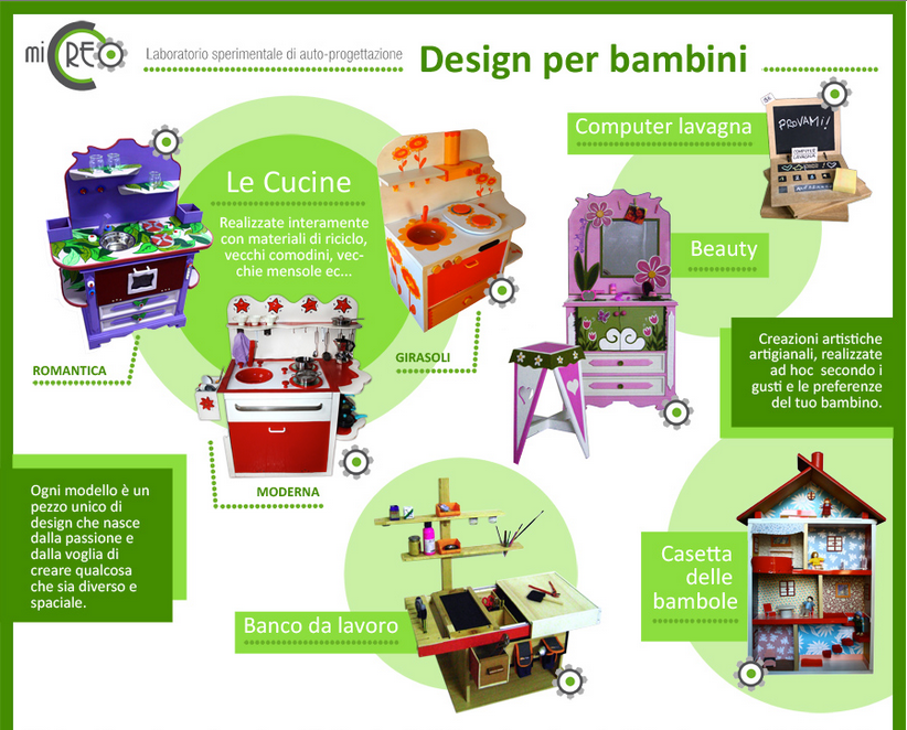 miCreo - riciclo creativo mobiletti giocattoli